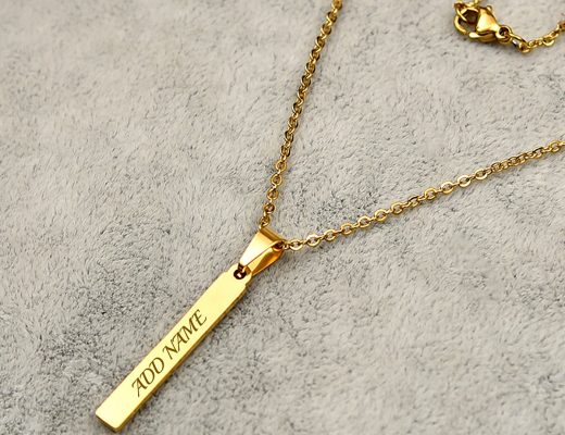 Personalized Bar Drop Pendant in a Gift Box