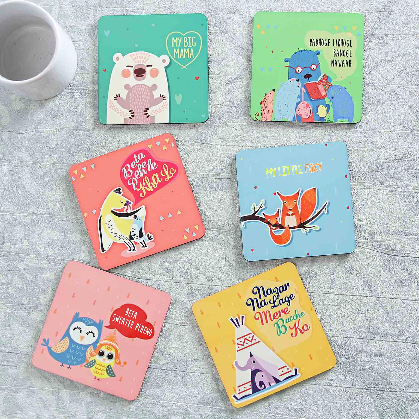 Wooden Square Coasters Set Of Six