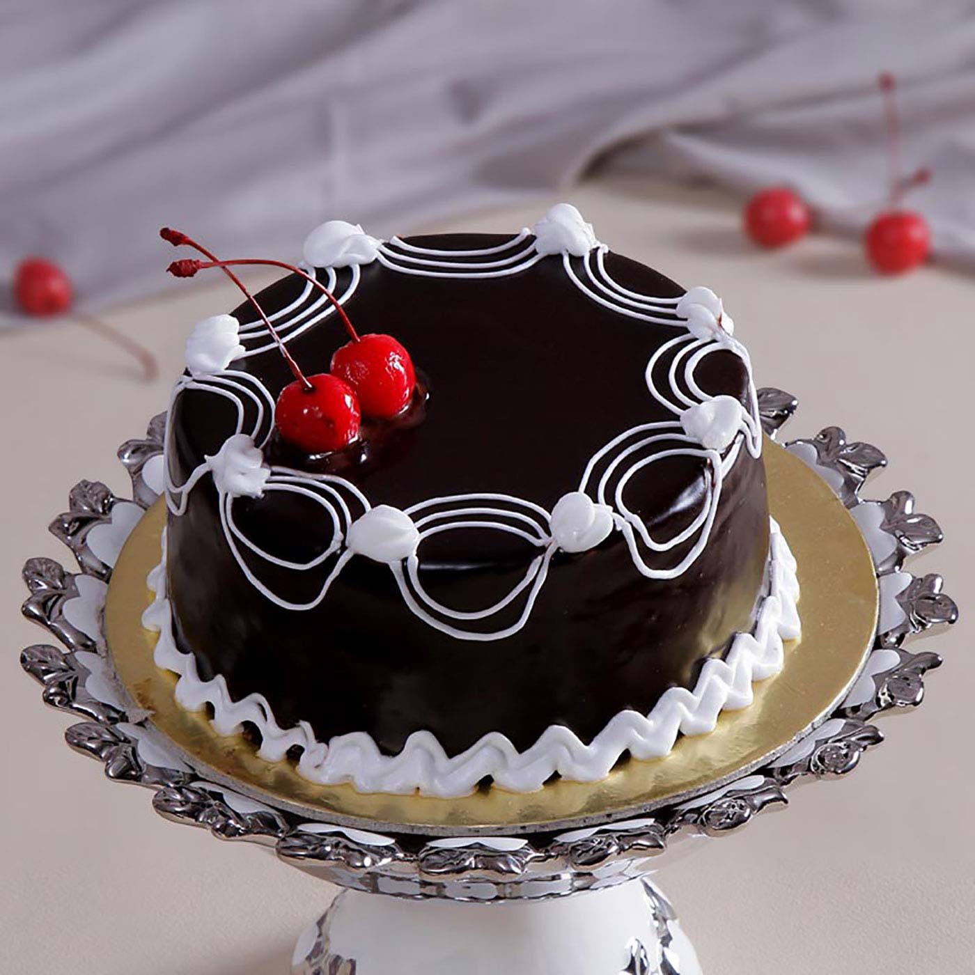 Chocolate Cake with Cherry Toppings