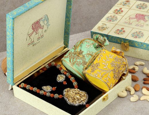 Hamper of Ethnic Jewellery & Cashew Potli in Designer Box
