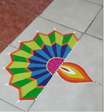 Diya_Shaped_Rangoli