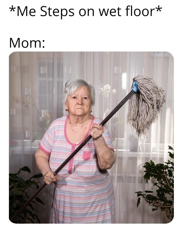 Angry Woman with mop meme